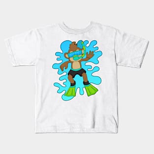 Monkey as Diver with Snorkel Kids T-Shirt